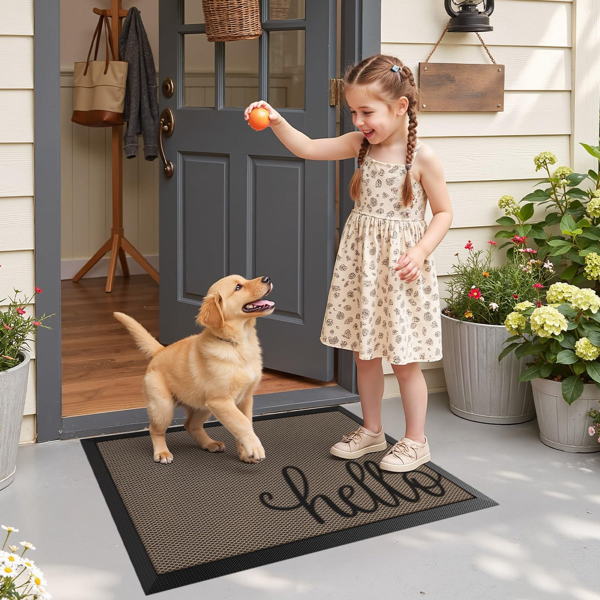 LUMI Outside Welcome Door Mat 32x47, Non-Slip Durable Rubber Easy Clean