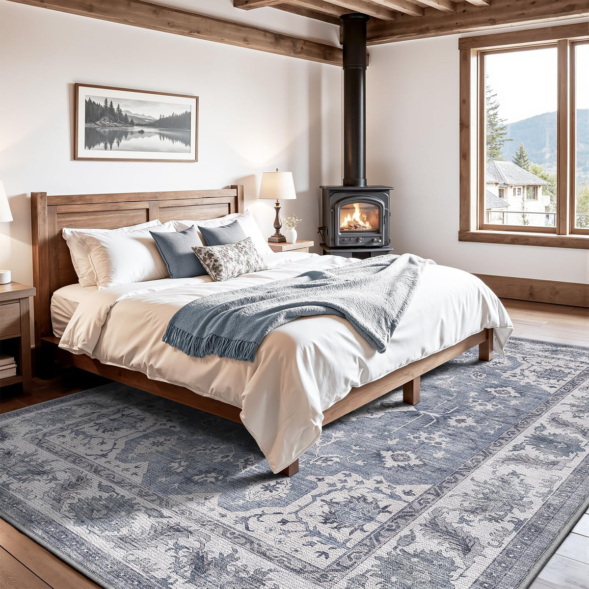 LUMI Washable Area Rug for Living Room Bedroom, Ultra Thin & Easy Clean