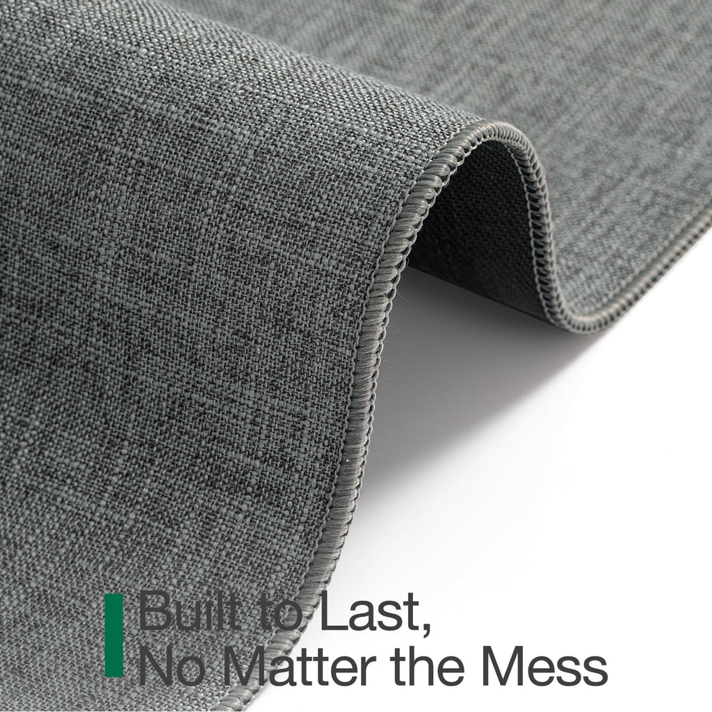 LUMI Ultra Thin Entryway Door Mat, Low Profile Non Slip Rubber Backing, Easy Clean, Greenish Grey, for Indoor/Patio