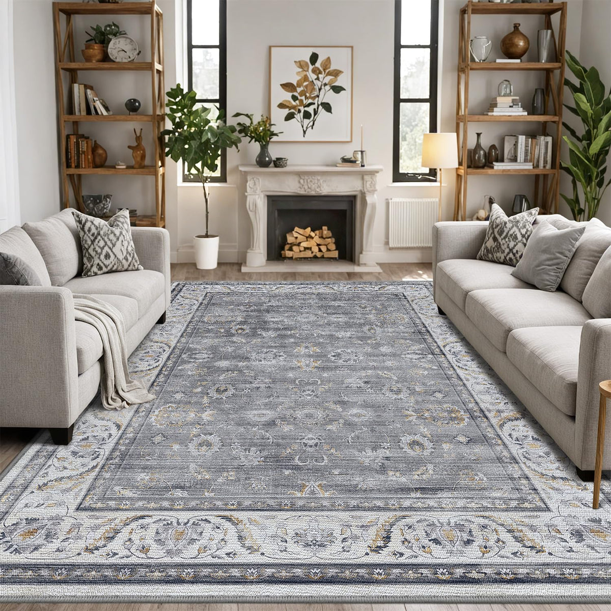 LUMI Washable Area Rug for Living Room Bedroom, Ultra Thin & Easy Clean