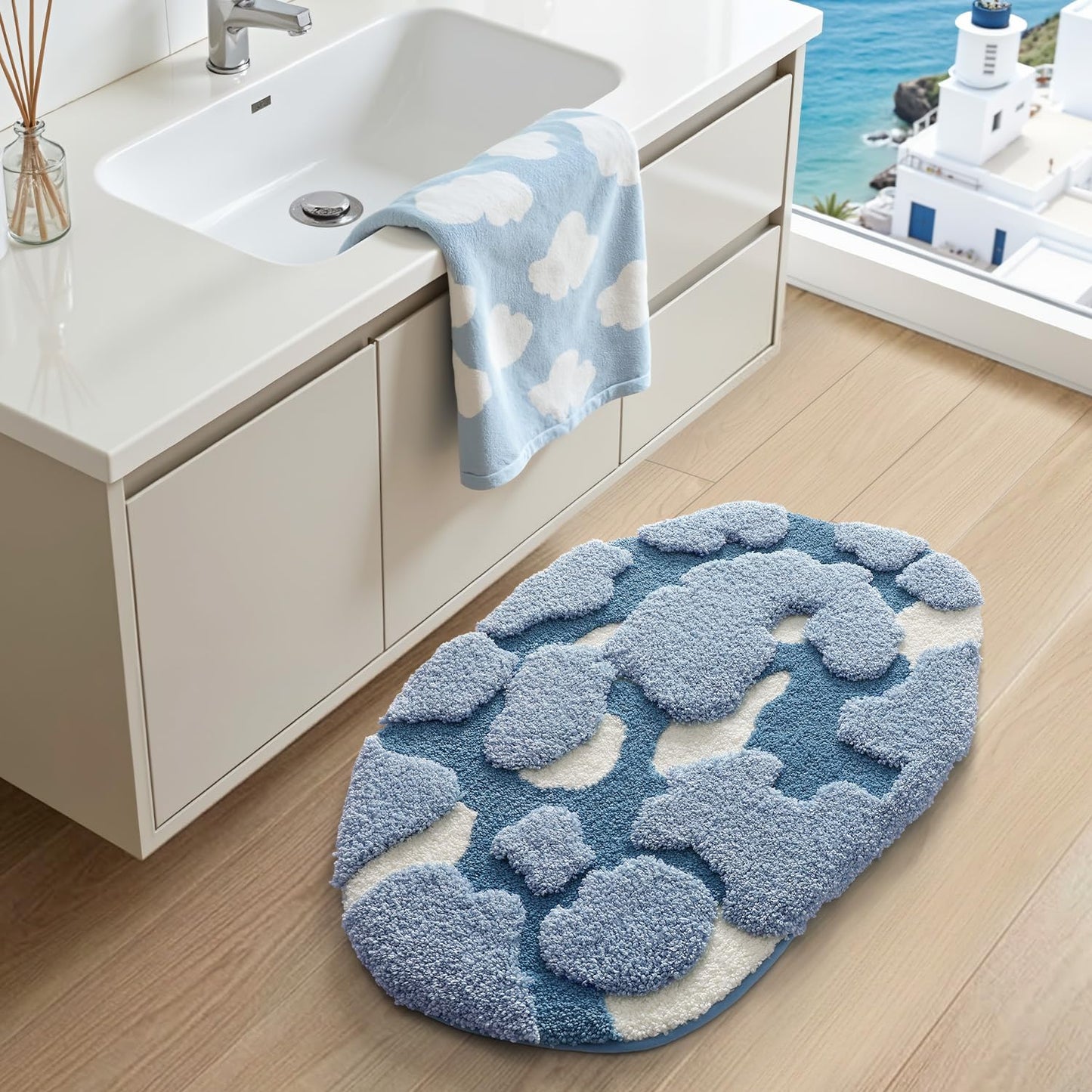 LUMI Forest Green Large Bathroom Rug, Soft Fluffy Bath Mat Non Slip, Quick Dry Absorbent Washable Carpet for Shower Floor, Bedroom, Kids Room, 24"x36"