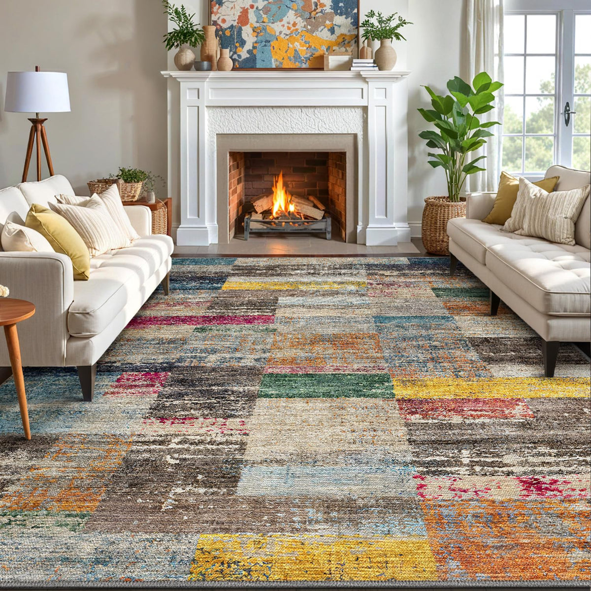 LUMI Washable Area Rug for Living Room Bedroom, Ultra Thin & Easy Clean