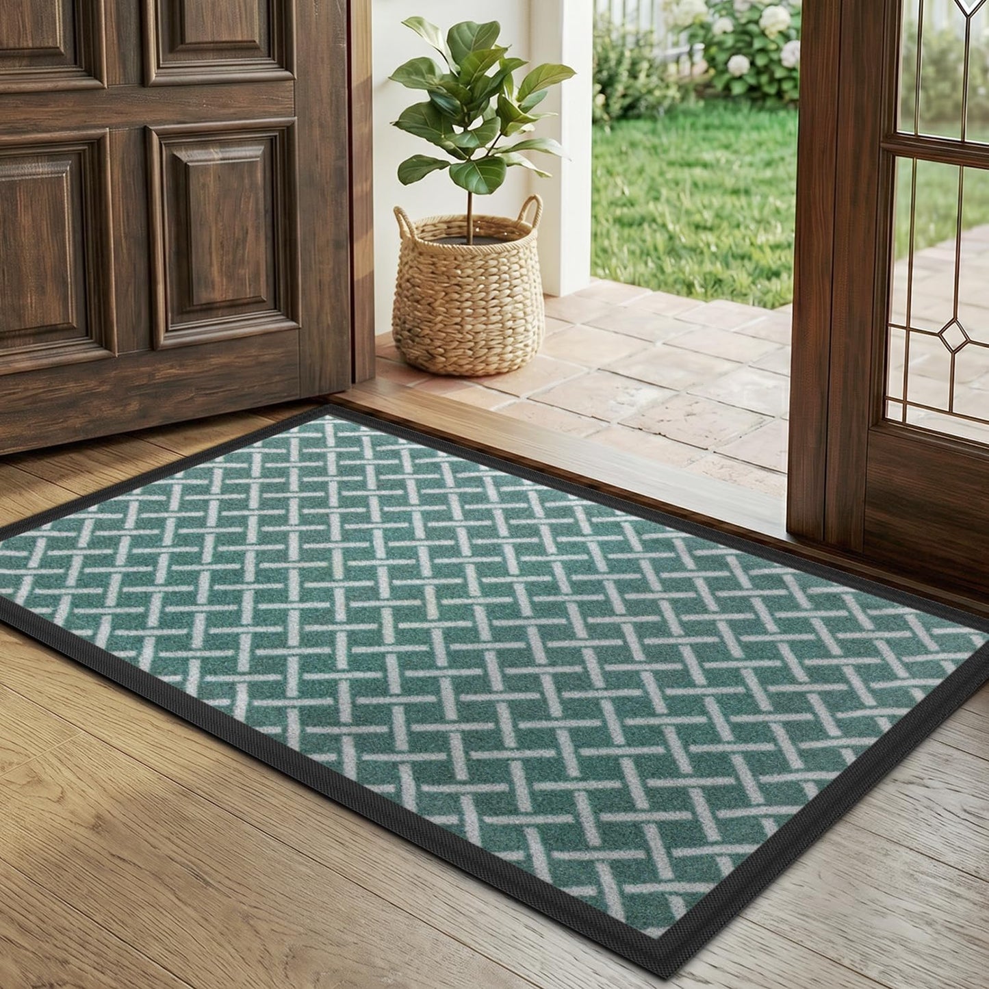 LUMI Thin Indoor Door Mat, Dirt & Moisture Trapping, Non-Slip Rubber Backing, Low Profile Inside Doormat for Home Entrance, Entryway, Patio & Porch