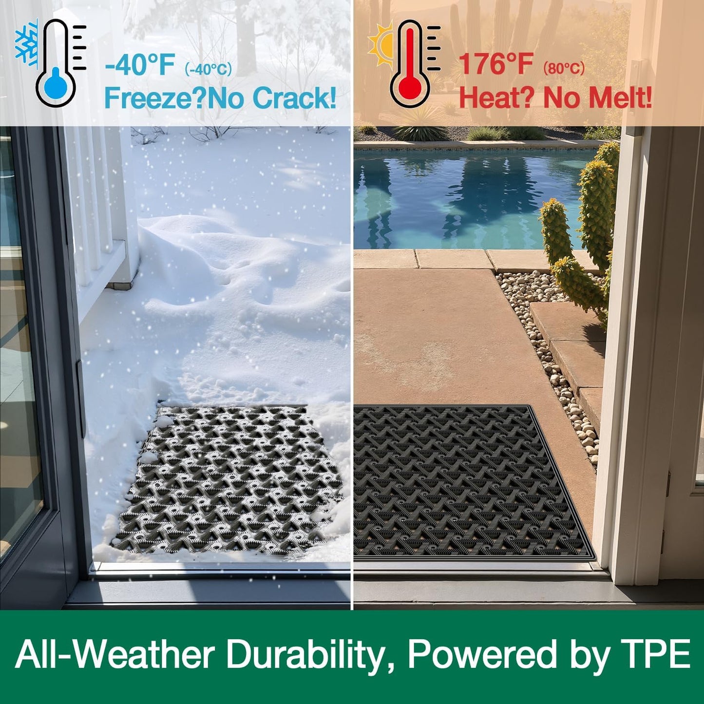 LUMI  Outdoor Door Mat, Non Slip, Waterproof, Triangle Space Series