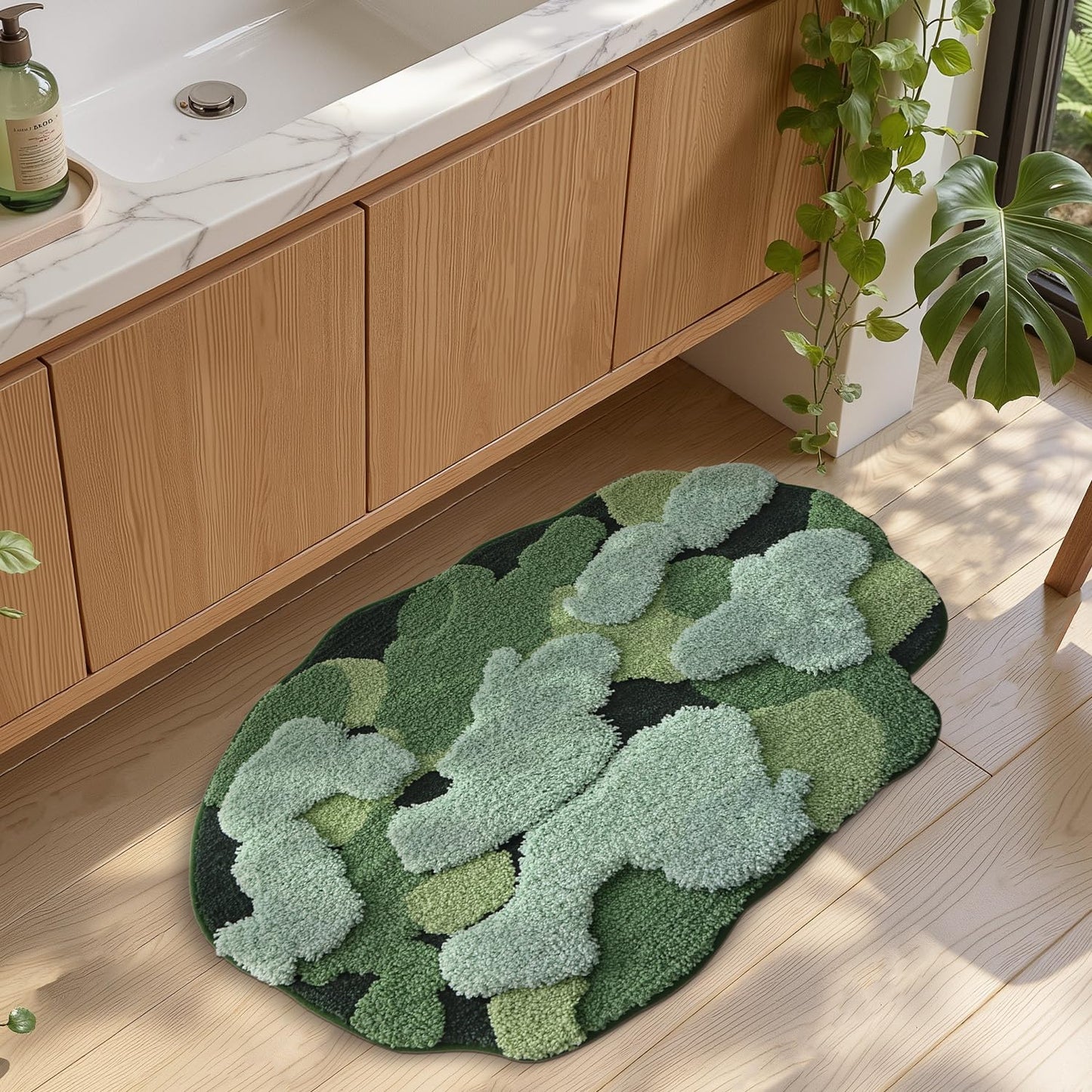 LUMI Forest Green Large Bathroom Rug, Soft Fluffy Bath Mat Non Slip, Quick Dry Absorbent Washable Carpet for Shower Floor, Bedroom, Kids Room, 24"x36"
