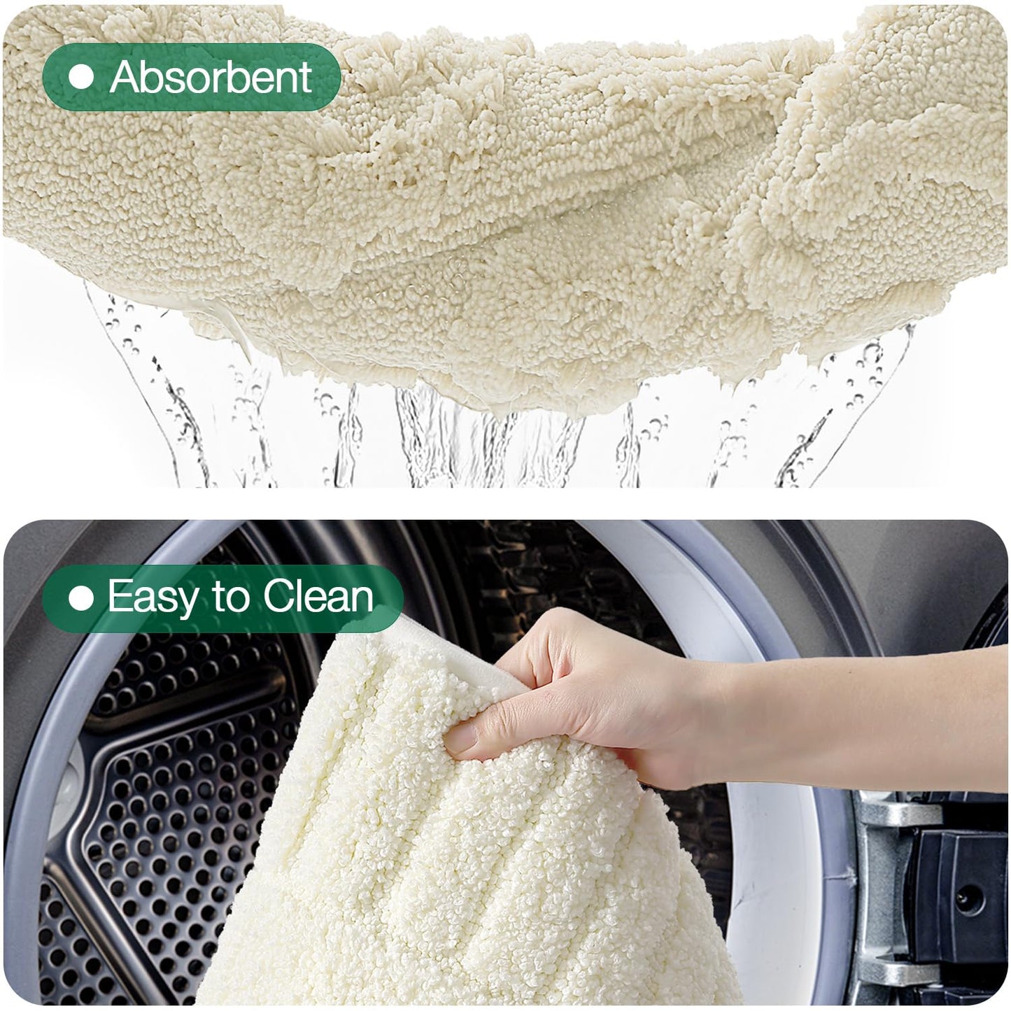 LUMI Bathroom Rugs Non Slip with Rubber Backing, Extra Soft Plush Microfiber Bath Rug Absorbent, Machine Washable Bath Mat Quick Dry for Tub, Shower, Ivory White, 16"x24"