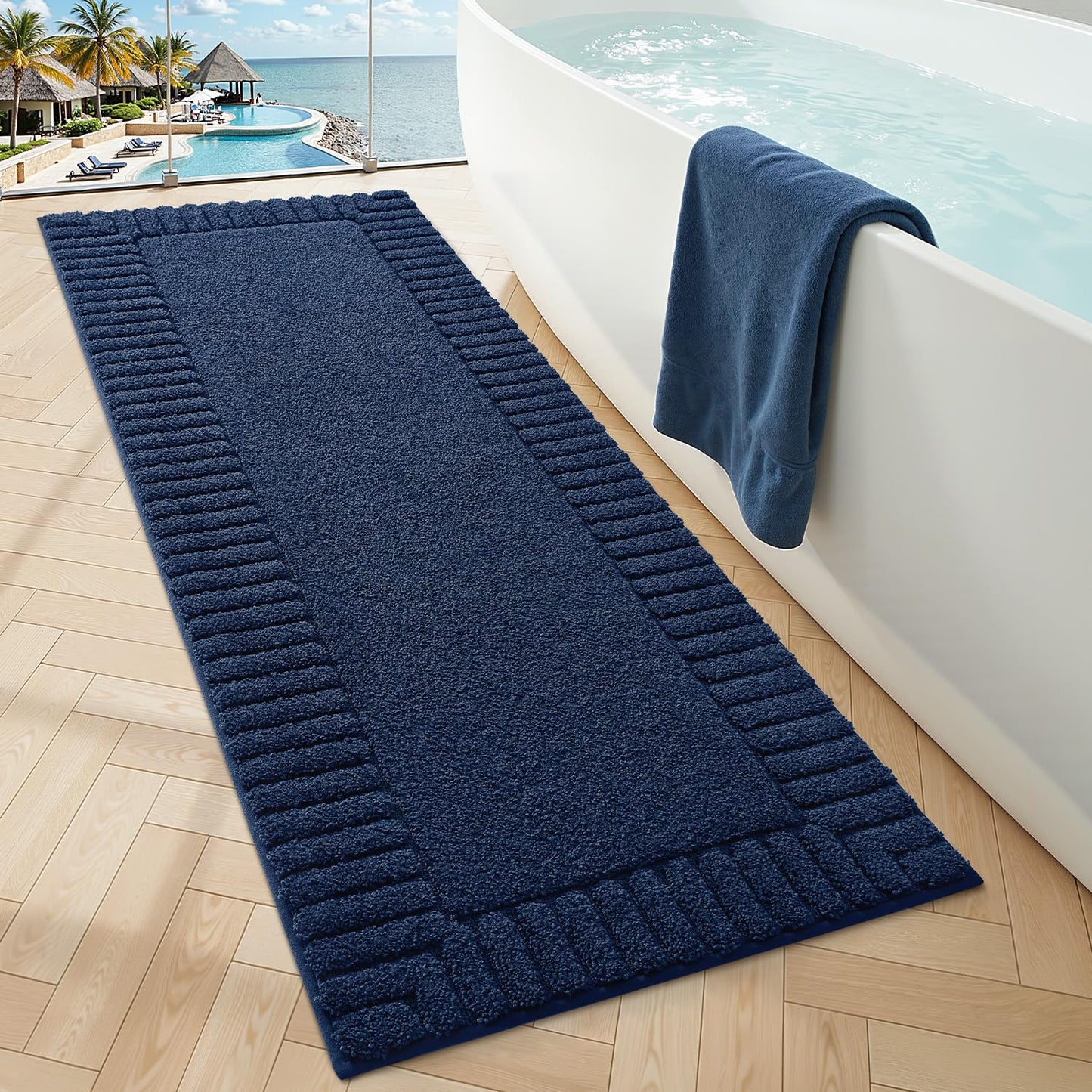 LUMI Bathroom Rugs Non Slip with Rubber Backing, Extra Soft Plush Microfiber Bath Rug Absorbent, Machine Washable Bath Mat Quick Dry for Tub, Shower, Ivory White, 16"x24"