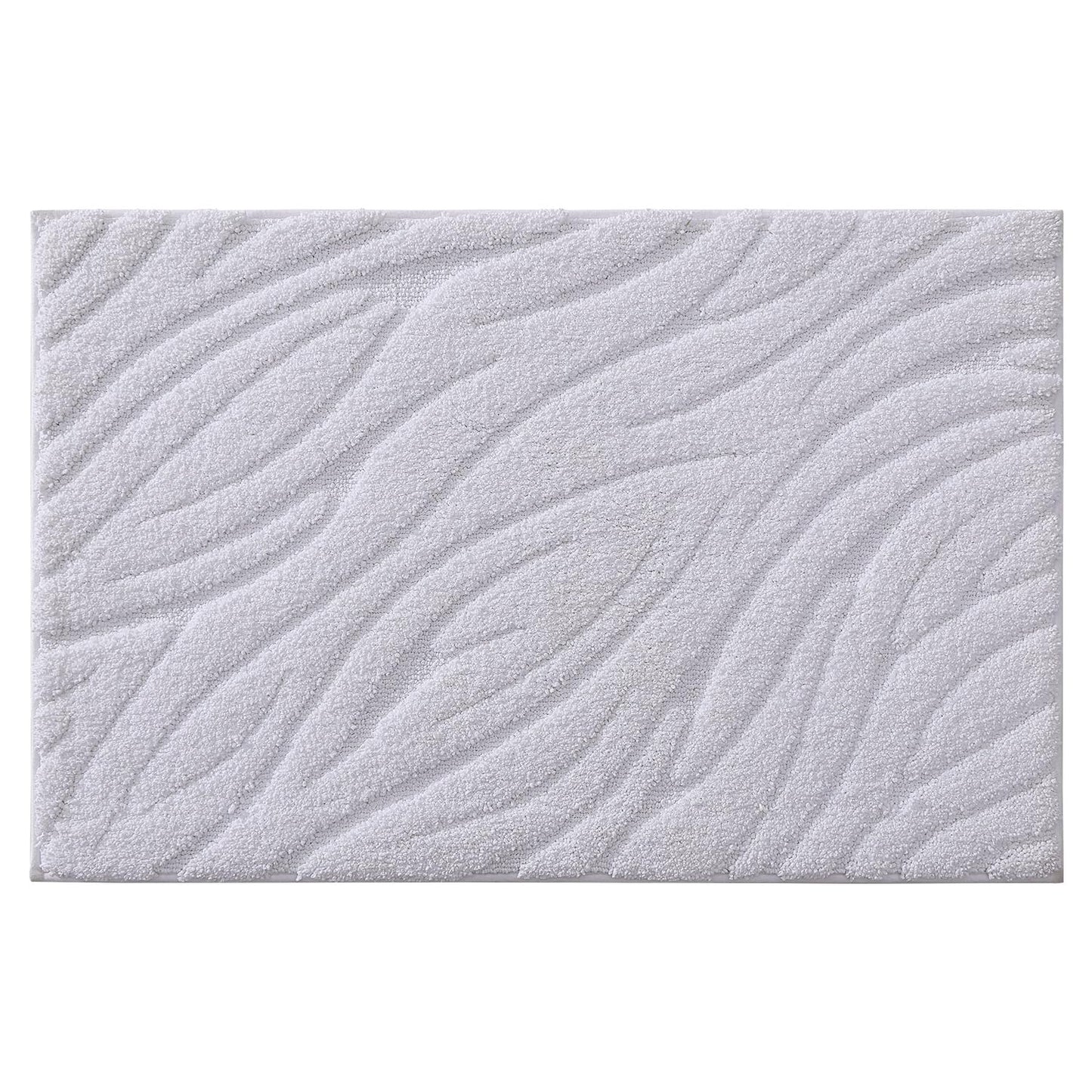 LUMI Bathroom Rug, Soft Absorbent Non Slip Bath Mat, Quick Dry Bath Mats, Machine Washable Microfiber Carpet for Modern Shower Room, Bathtub, Minimalist Bathmat, 36"x24", White