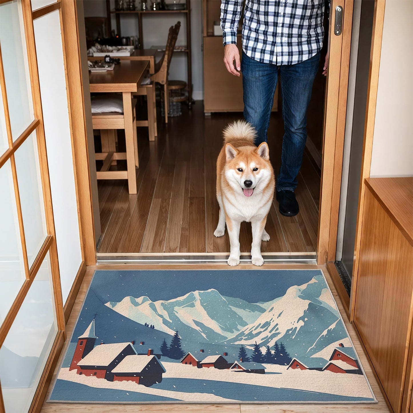 LUMI Indoor Doormat, Luxury Non-Slip Washable Entrance Mats Low Profile Ultra Thin Door Mat Entryway Rug, 18x30