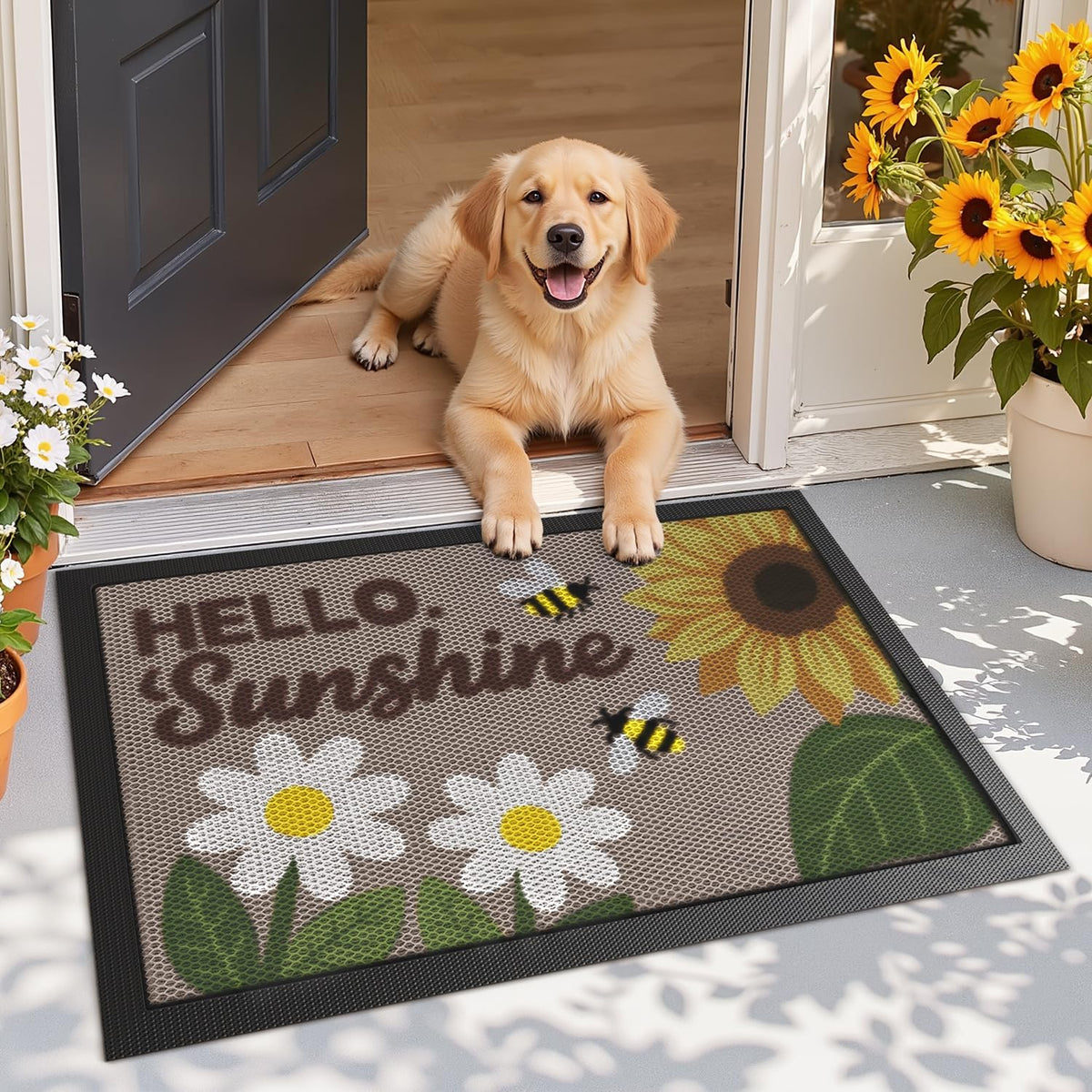 LUMI Outside Welcome Door Mat 32x47, Non-Slip Durable Rubber Easy Clean