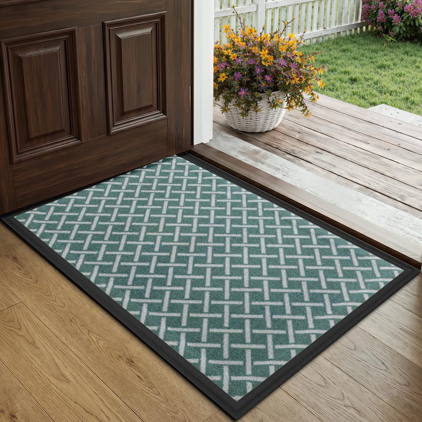 LUMI Thin Indoor Door Mat, Dirt & Moisture Trapping, Non-Slip Rubber Backing, Low Profile Inside Doormat for Home Entrance, Entryway, Patio & Porch
