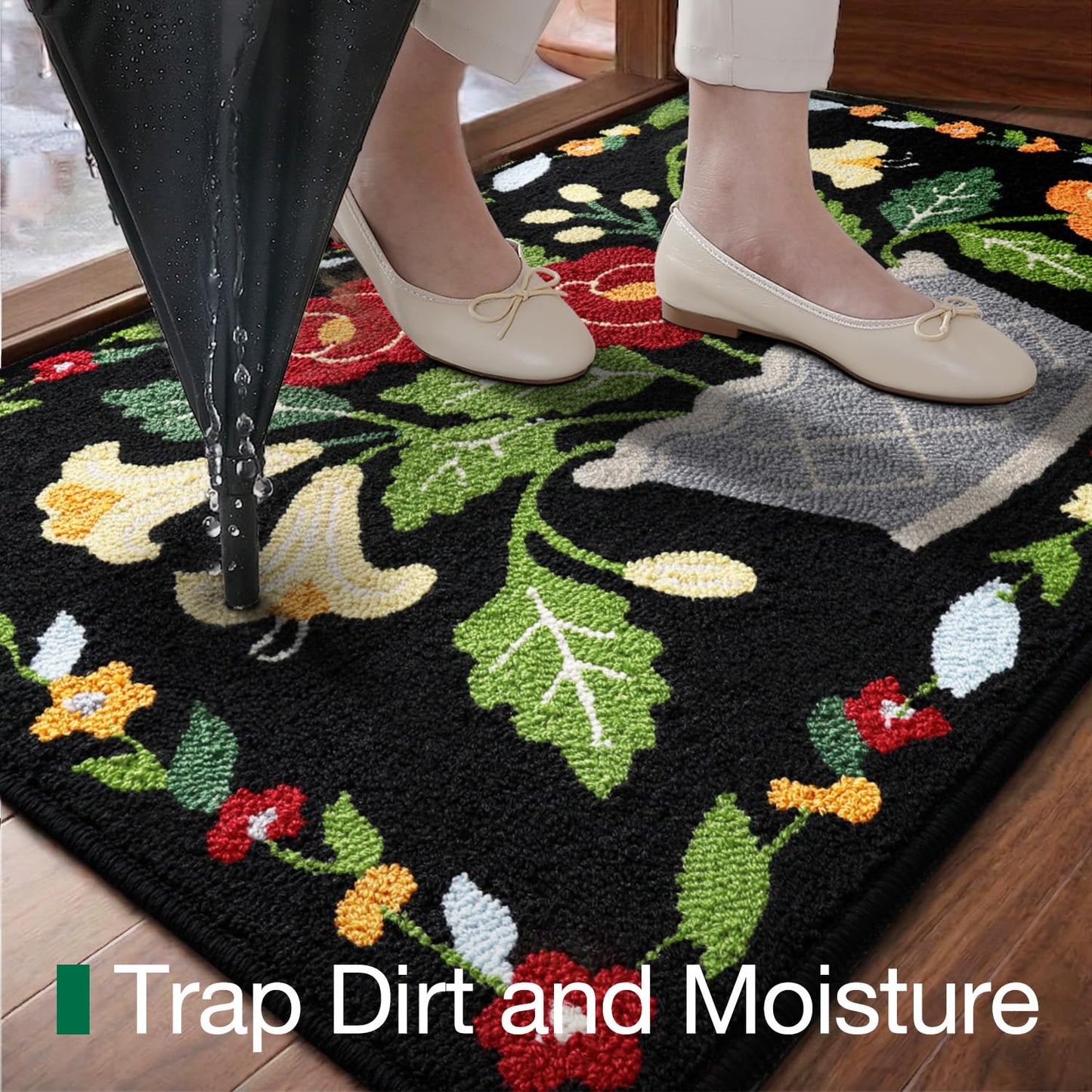 LUMI Indoor Door Mat 24x36, Non-Slip Durable Rubber Backing Washable