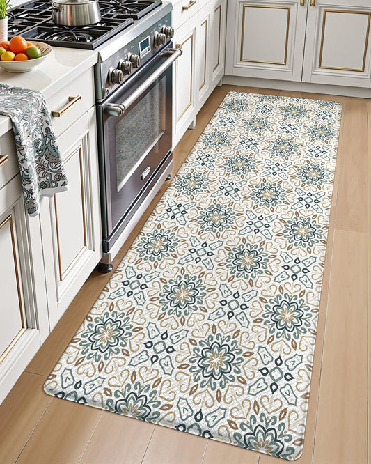 LUMI Anti-Fatigue Kitchen Floor Mats Set of 2,Cushioned Comfort Standing Rug Waterproof 2PCS, Non-Slip Ergonomic Foam Runner for Sink, Laundry, Office & Home,17x29+17x59,