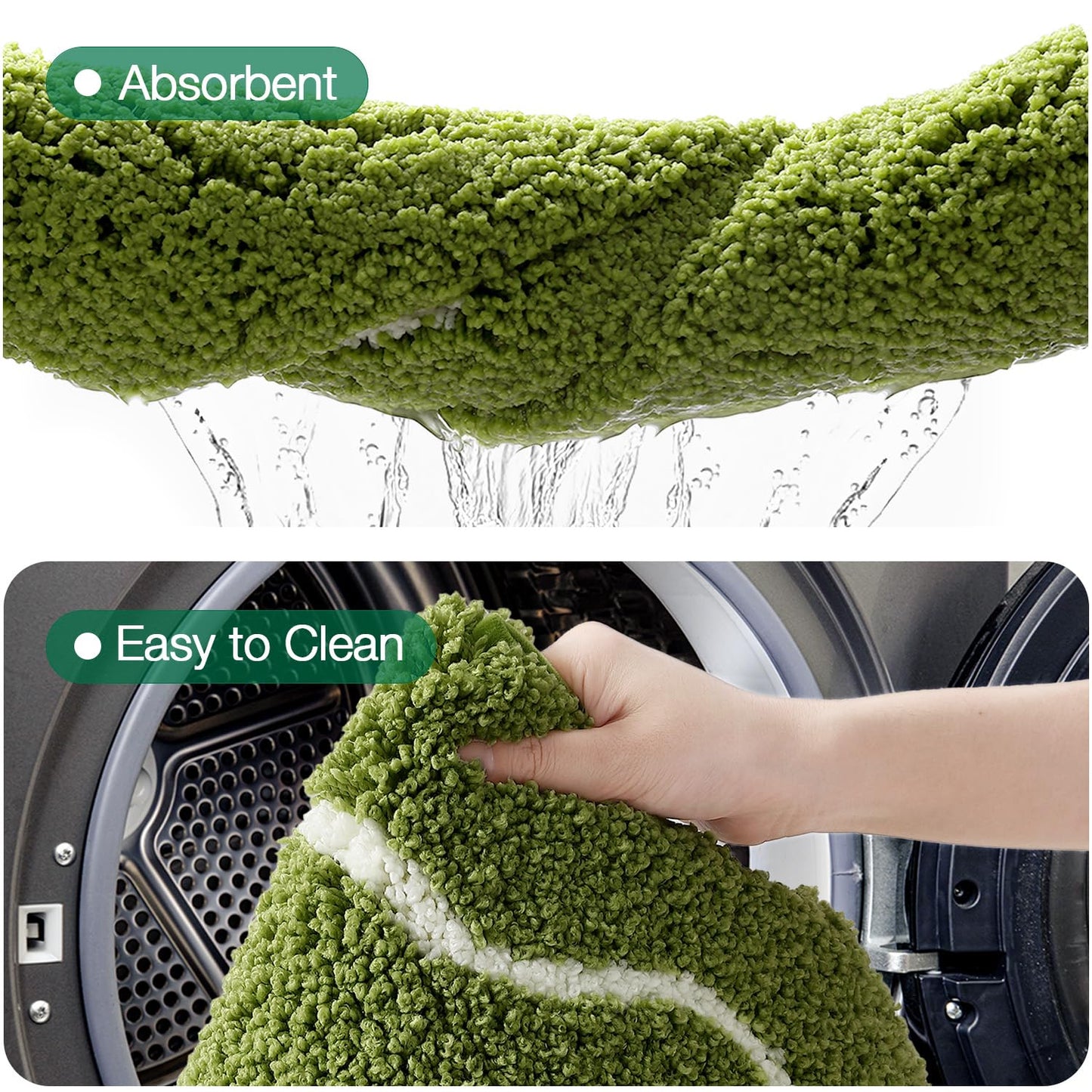 LUMI Scalloped Bathroom Rug, Cute Plush Microfiber Bath Mat, Super Absorbent & Quick Dry Shower Mat, Machine Washable Floor Carpet for Tub