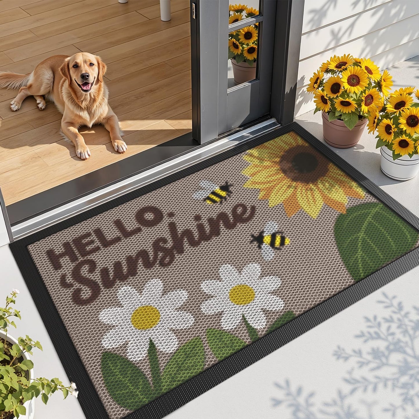 LUMI Outside Welcome Door Mat 32x47, Non-Slip Durable Rubber Easy Clean
