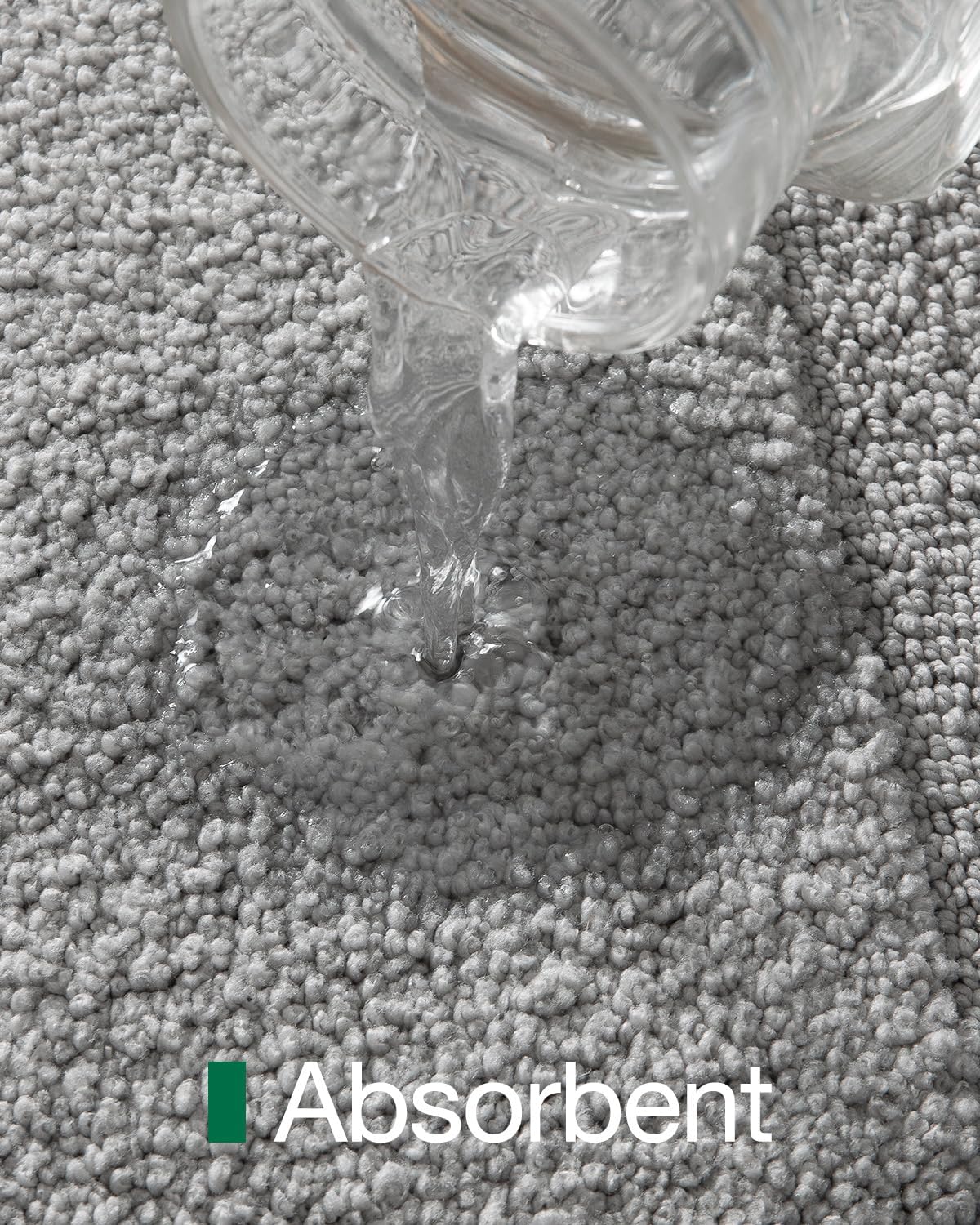 LUMI Ultra Soft Bathroom Rug, Non Slip Rubber Backing, Absorbent Washable Quick Dry, Premium Microfiber Plush, Light Grey, for Bathtub/Shower Floor