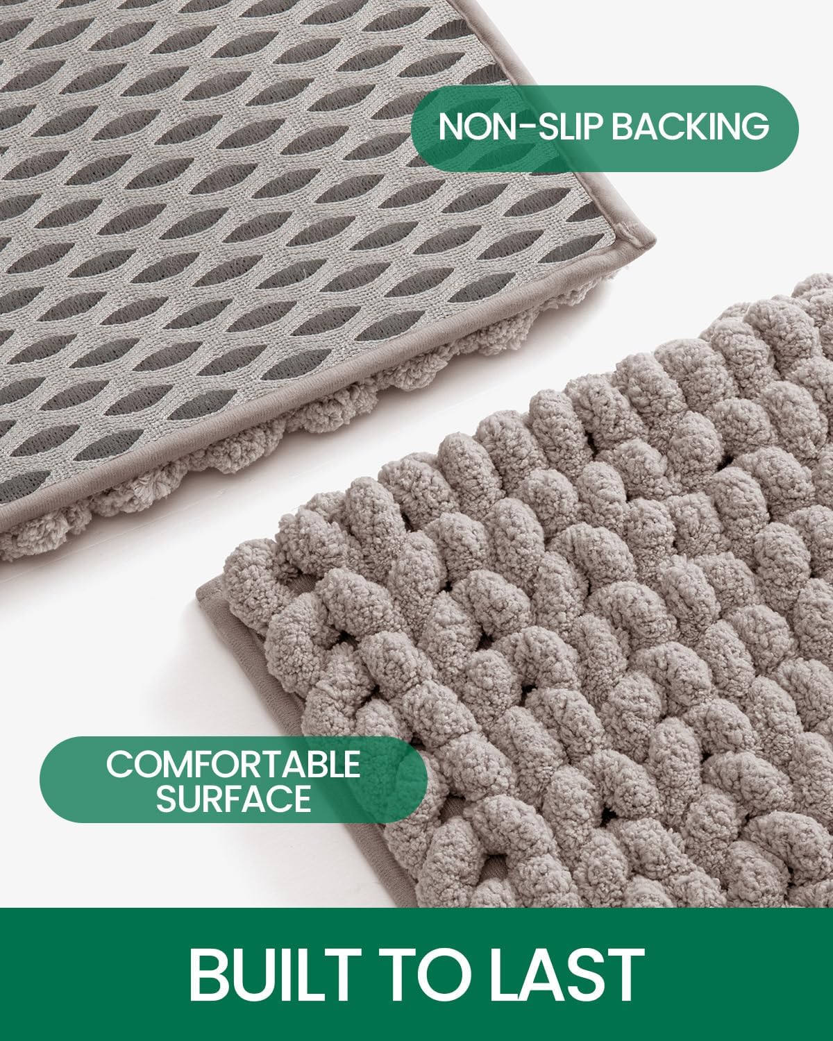 LUMI Luxury Bathroom Rug, Ultra Soft Quick Dry, Non-Slip Absorbent Thick Chenille, Cozy Braid Design, Beige, for Bathtub/Sink/Laundry/Bedroom