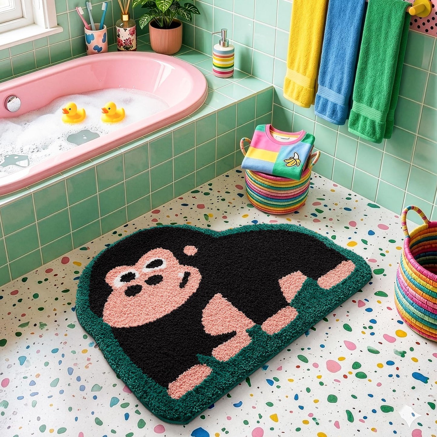 LUMI Cute Lion Shaped Bathroom Rugs, Ultra Soft Absorbent Microfiber Bath Mat, Non-Slip Backing Shower Rug, Machine Washable,for Kids Bathroom Bedroom Nursery Decor, 26"x40",Khaki