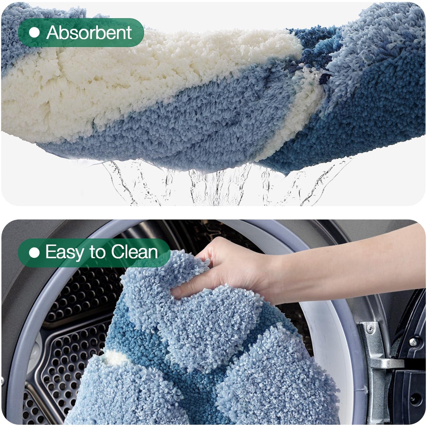 LUMI Forest Green Large Bathroom Rug, Soft Fluffy Bath Mat Non Slip, Quick Dry Absorbent Washable Carpet for Shower Floor, Bedroom, Kids Room, 24"x36"