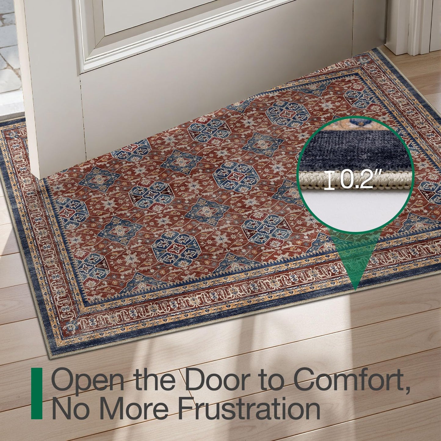 LUMI Washable Area Rug for Living Room Bedroom, Ultra Thin & Easy Clean