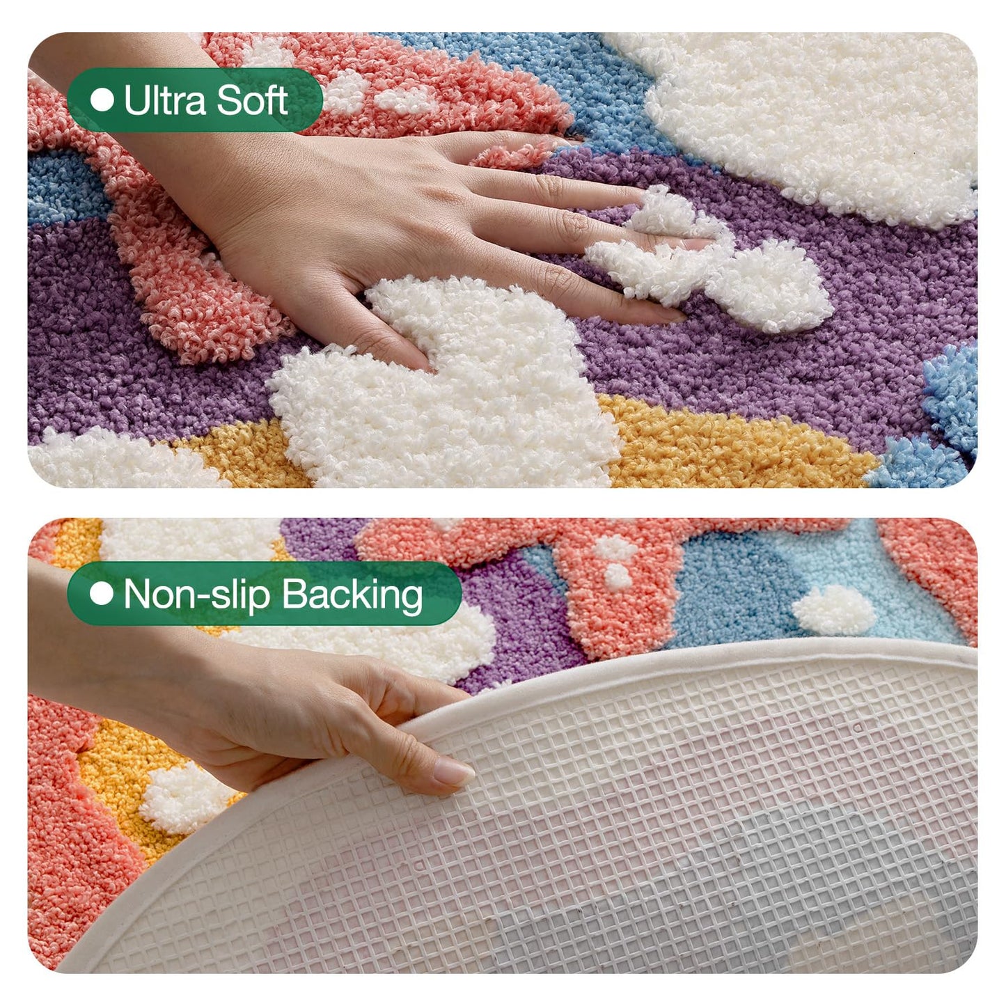 LUMI Forest Green Large Bathroom Rug, Soft Fluffy Bath Mat Non Slip, Quick Dry Absorbent Washable Carpet for Shower Floor, Bedroom, Kids Room, 24"x36"