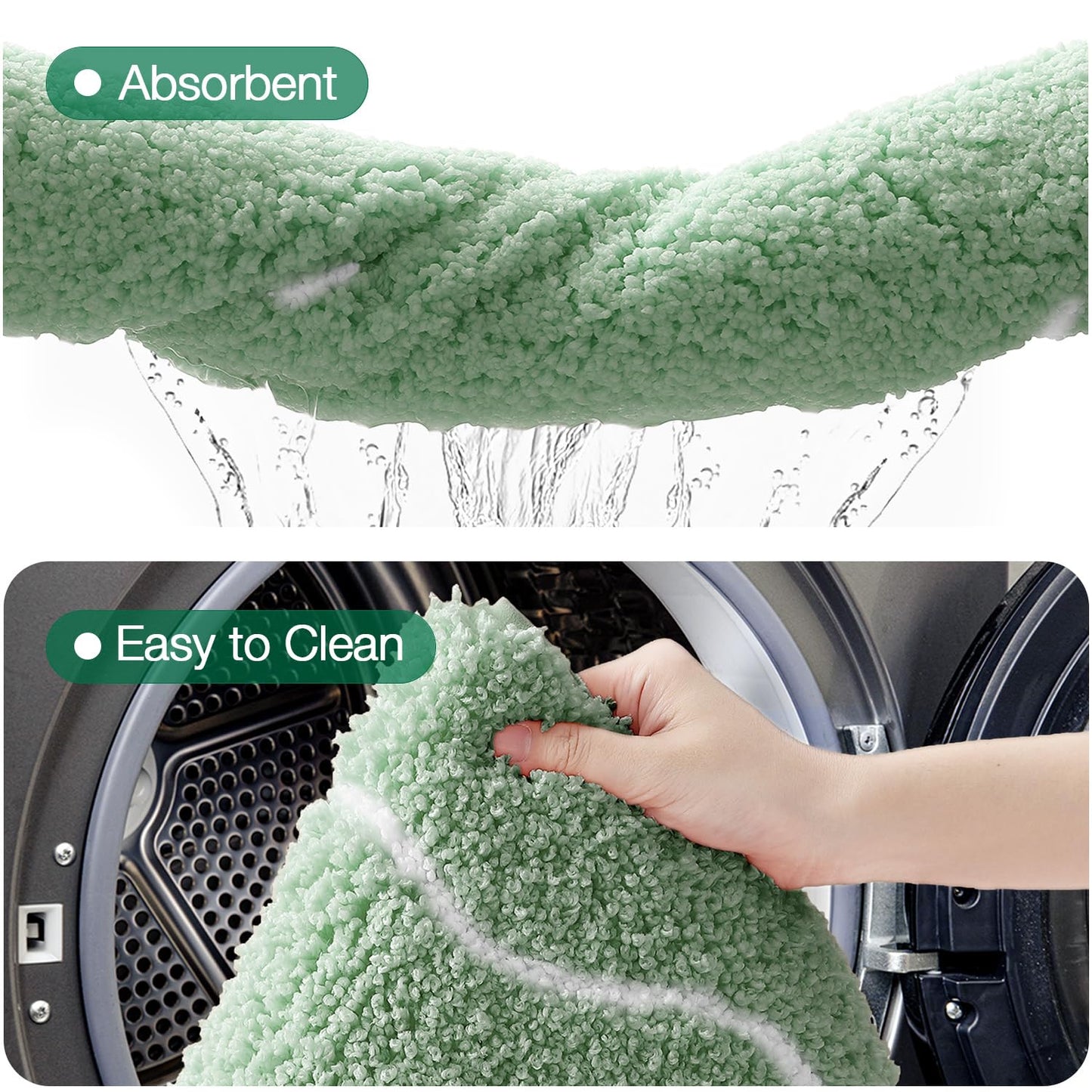 LUMI Scalloped Bathroom Rug, Cute Plush Microfiber Bath Mat, Super Absorbent & Quick Dry Shower Mat, Machine Washable Floor Carpet for Tub