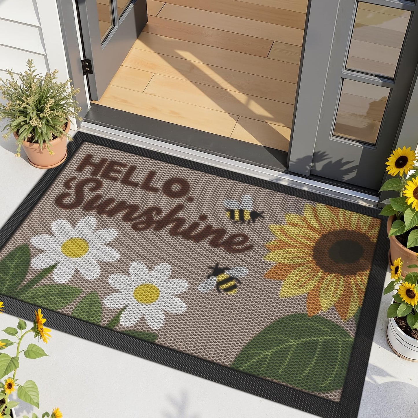 LUMI Outside Welcome Door Mat 32x47, Non-Slip Durable Rubber Easy Clean