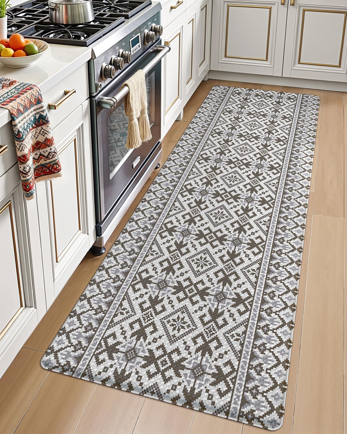 LUMI Anti-Fatigue Kitchen Floor Mats Set of 2,Cushioned Comfort Standing Rug Waterproof 2PCS, Non-Slip Ergonomic Foam Runner for Sink, Laundry, Office & Home,17x29+17x59,