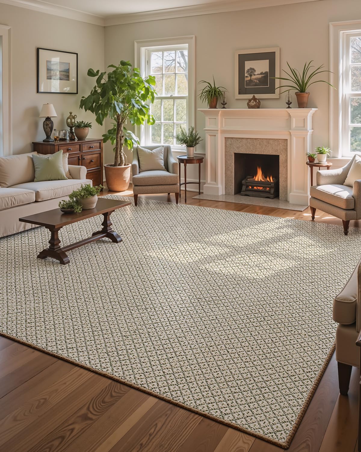 LUMI 8x10 Jute Area Rug for Living Room, Natural Braided Woven Rugs Non Slip, Neutral Carpets No Shedding, Durable for High Traffic, Dining Room, Indoor, Outdoor, Patio