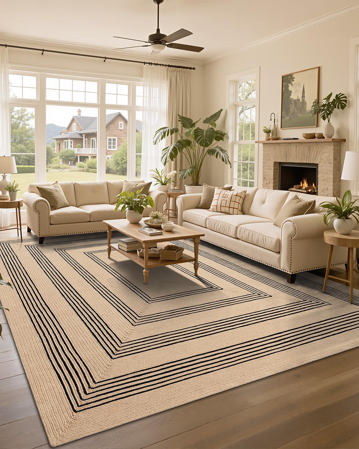 LUMI 8x10 Jute Area Rug for Living Room, Natural Braided Woven Rugs Non Slip, Neutral Carpets No Shedding, Durable for High Traffic, Dining Room, Indoor, Outdoor, Patio