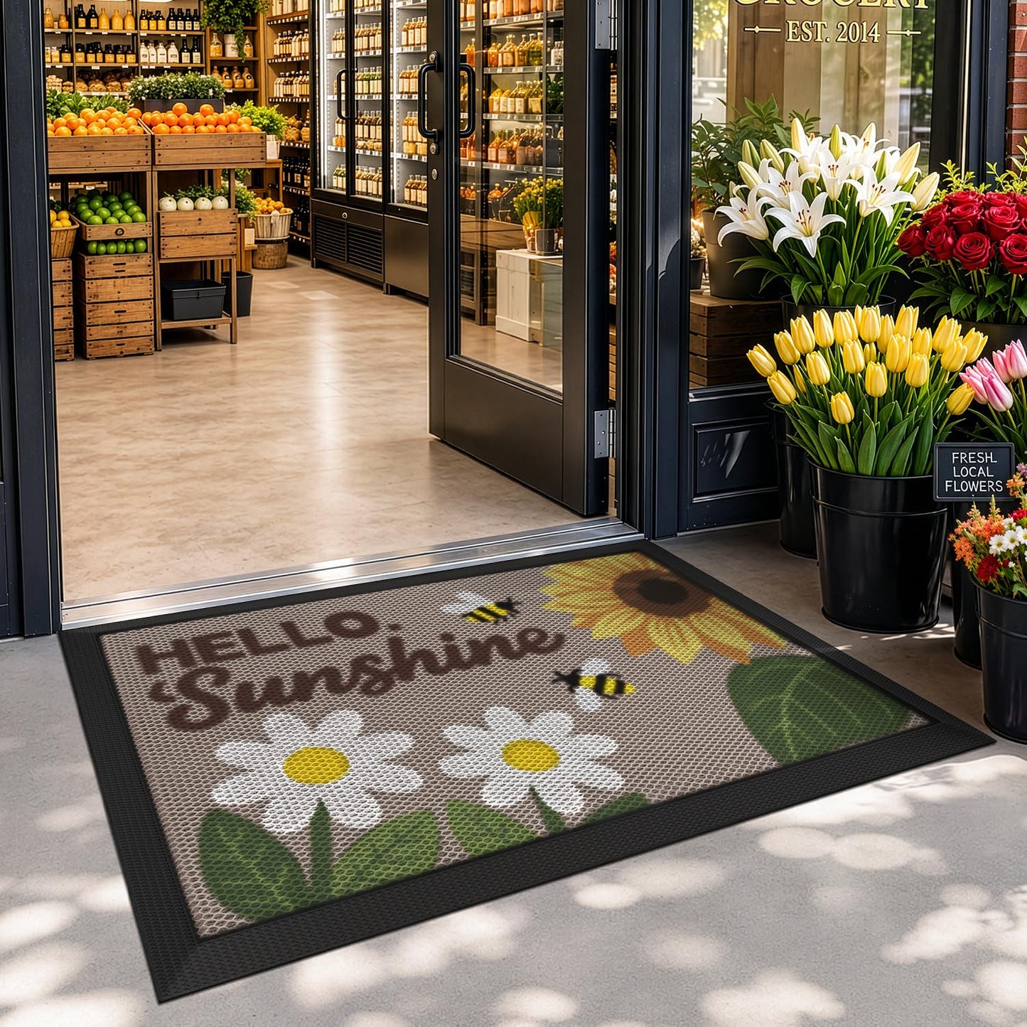 LUMI Outside Welcome Door Mat 32x47, Non-Slip Durable Rubber Easy Clean