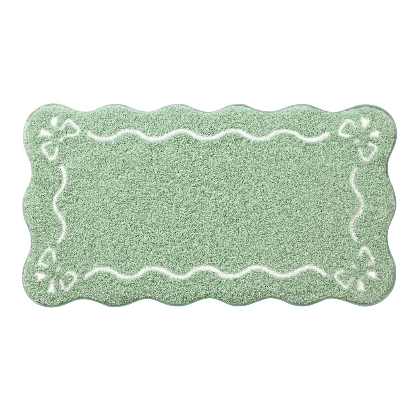 LUMI Scalloped Bathroom Rug, Cute Plush Microfiber Bath Mat, Super Absorbent & Quick Dry Shower Mat, Machine Washable Floor Carpet for Tub
