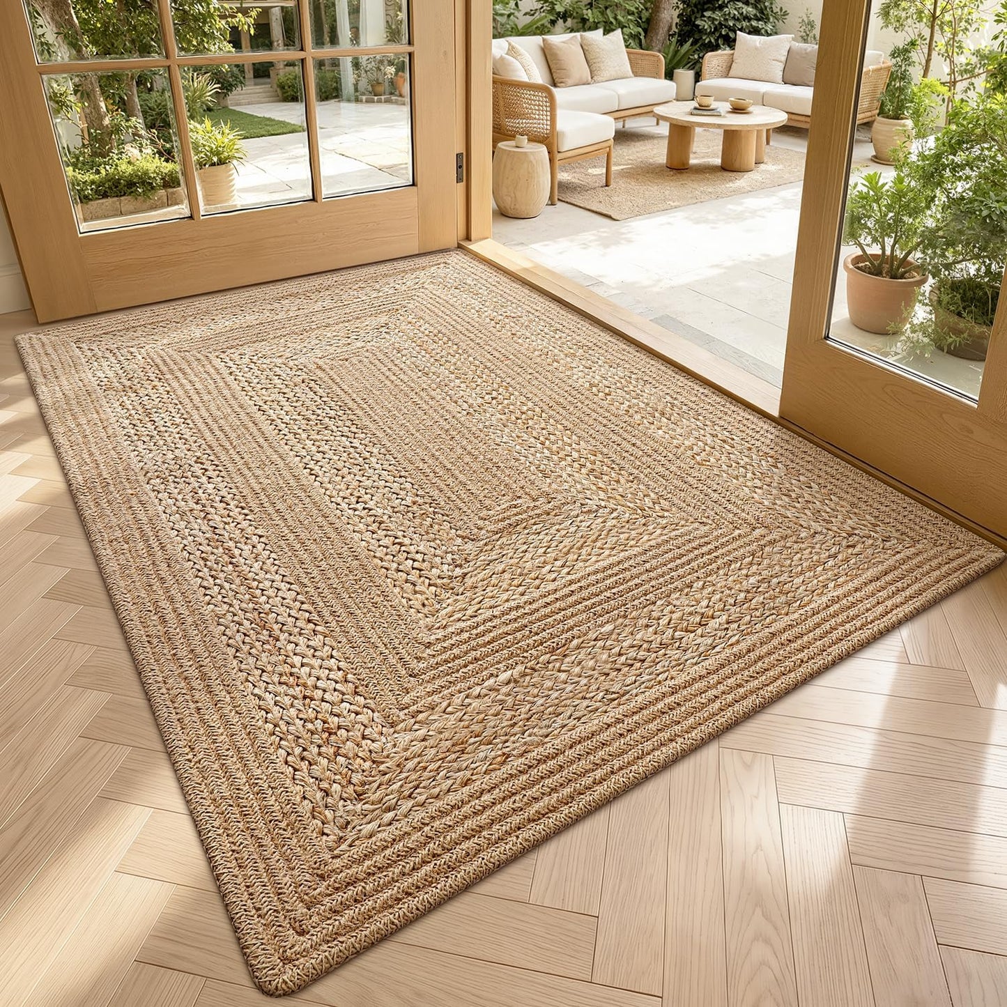 LUMI Jute Door Mat, Braided Natural Fiber Doormat, Non-Slip Durable Entrance Rug for High Traffic Areas, for Home Entryway, Hallways, Patio, Knit Jute