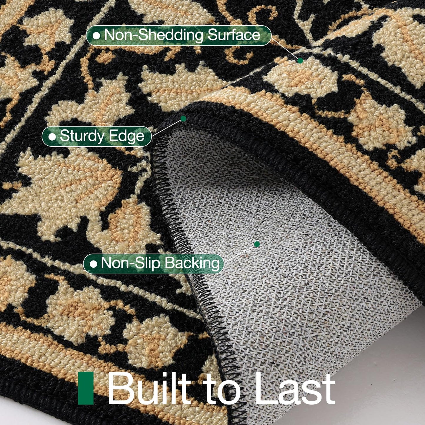 LUMI Indoor Door Mat 24x36, Non-Slip Durable Rubber Backing Washable