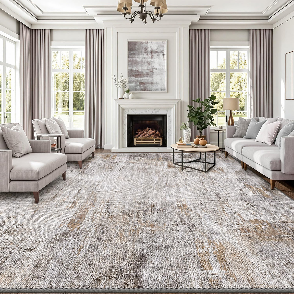 LUMI Washable Area Rug for Living Room Bedroom, Ultra Thin & Easy Clean