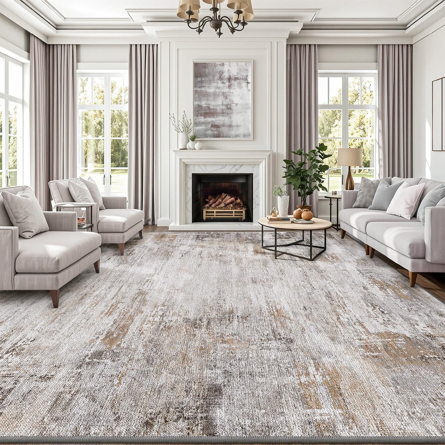 LUMI Washable Area Rug for Living Room Bedroom, Ultra Thin & Easy Clean