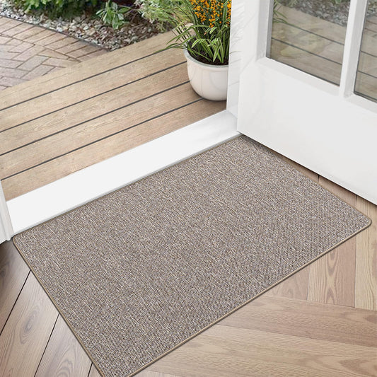 LUMI Ultra Thin Entryway Door Mat, Low Profile Non Slip Rubber Backing, Easy Clean, Beige, for Indoor/Patio