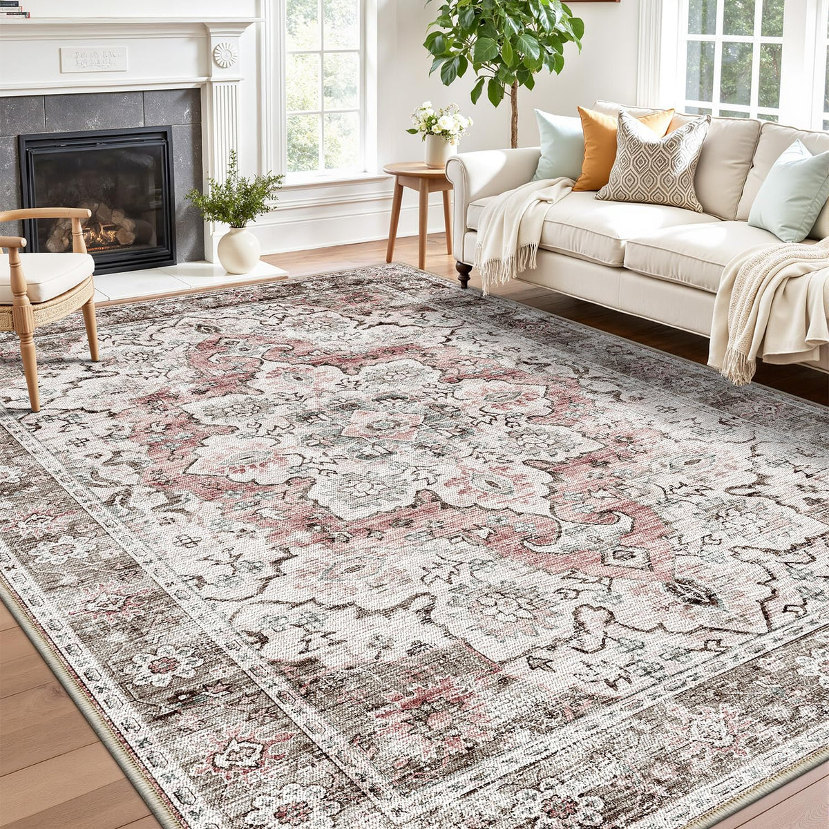 LUMI Washable Area Rug for Living Room Bedroom, Ultra Thin & Easy Clean