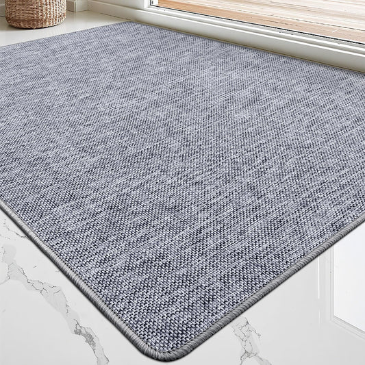 LUMI Ultra Thin Entryway Door Mat, Low Profile Non Slip Rubber Backing, Easy Clean, Grey, for Indoor/Patio