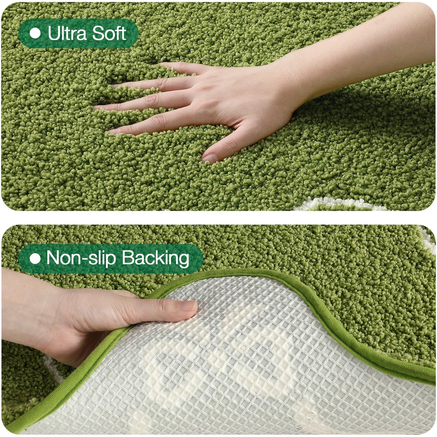 LUMI Scalloped Bathroom Rug, Cute Plush Microfiber Bath Mat, Super Absorbent & Quick Dry Shower Mat, Machine Washable Floor Carpet for Tub