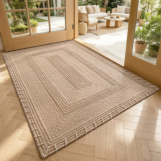 LUMI Handwoven Jute Door Mat, Non-Slip Durable Entryway Mat with Anti-Slip Mat for Hard Floor, Front Door Mats for Home Entrance, Patio, 24"x36", Knit Jute