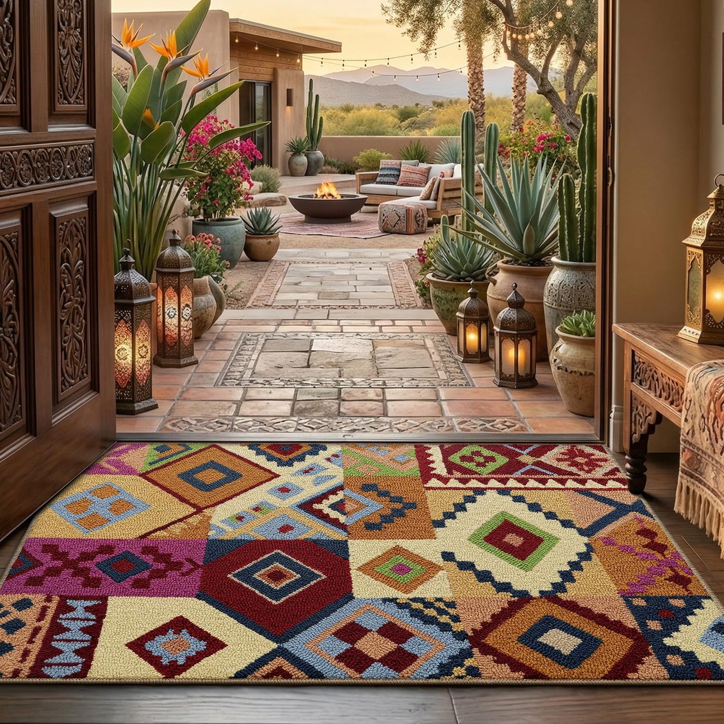 LUMI Indoor Door Mat 24x36, Non-Slip Durable Rubber Backing Washable