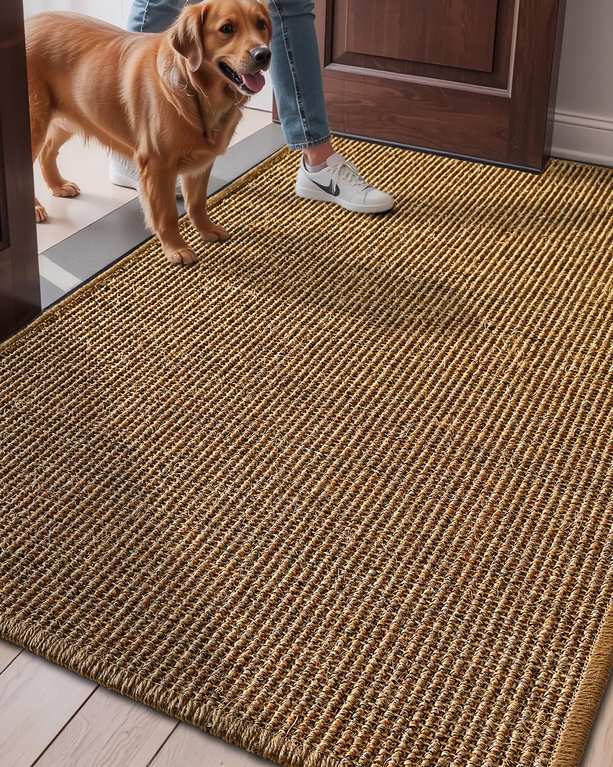 Handwoven Jute Door Mat, LUMI luxury Knit Jute Collection
