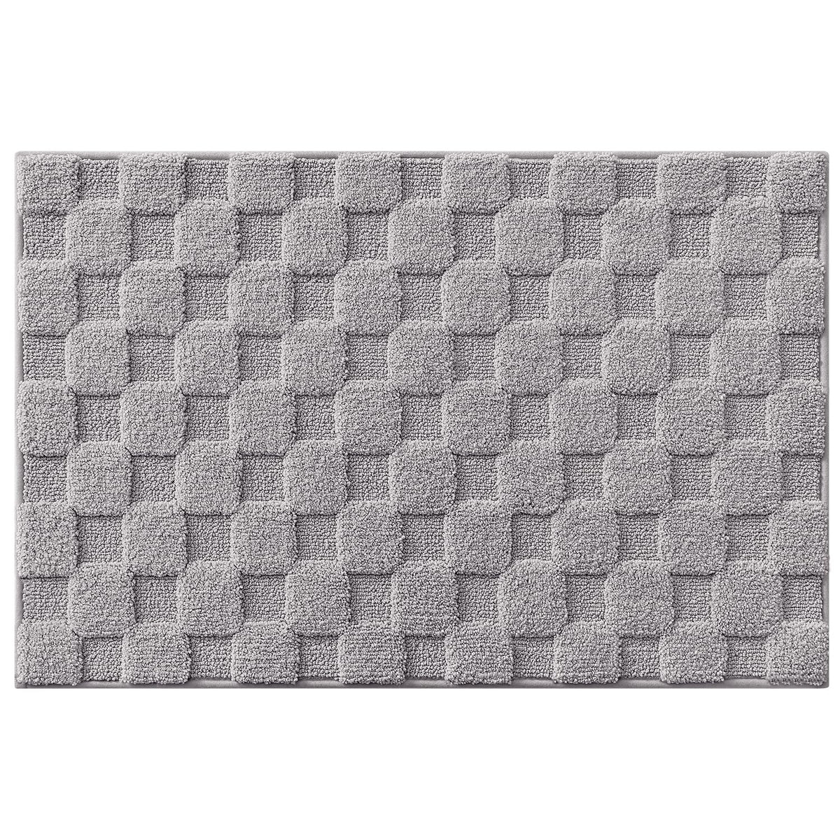 LUMI Non Slip Checkered Bathroom Rugs, Absorbent Waffle Mat, Beige, 16x24