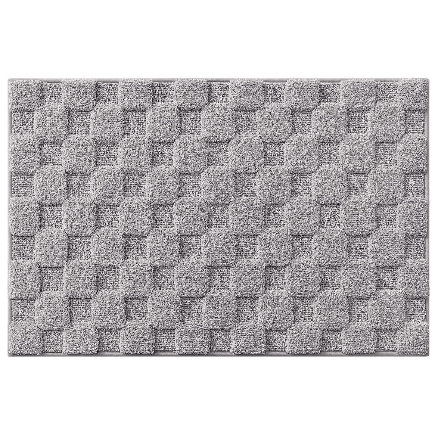 LUMI Non Slip Checkered Bathroom Rugs, Absorbent Waffle Mat, Beige, 16x24