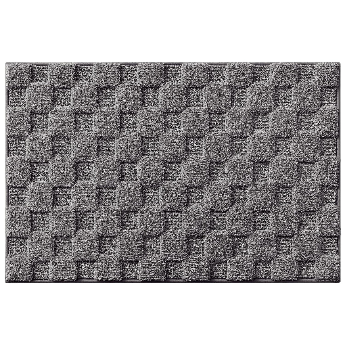 LUMI Non Slip Checkered Bathroom Rugs, Absorbent Waffle Mat, Beige, 16x24