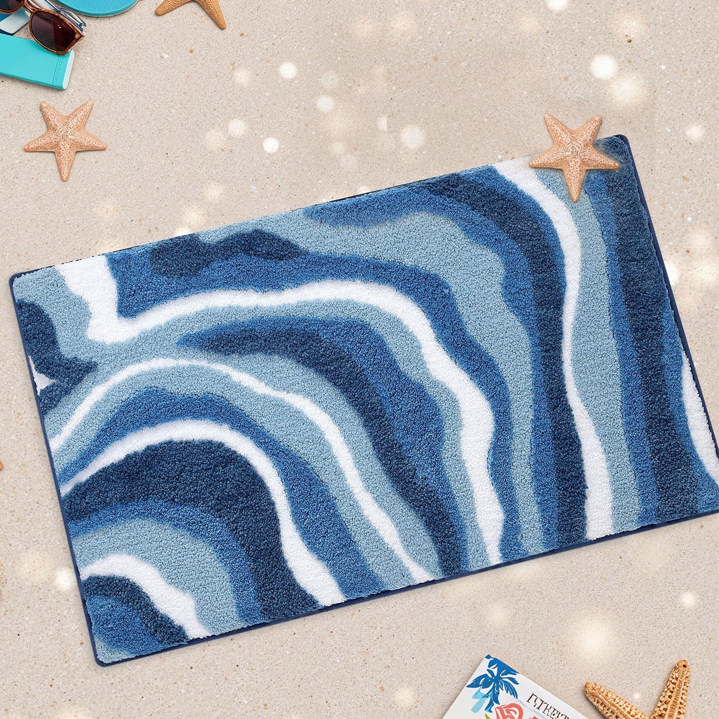 Bathroom Rugs, Non Slip Bath Mat Ultra Soft Washable Absorbent Quick Dry, Ocean Theme Collection