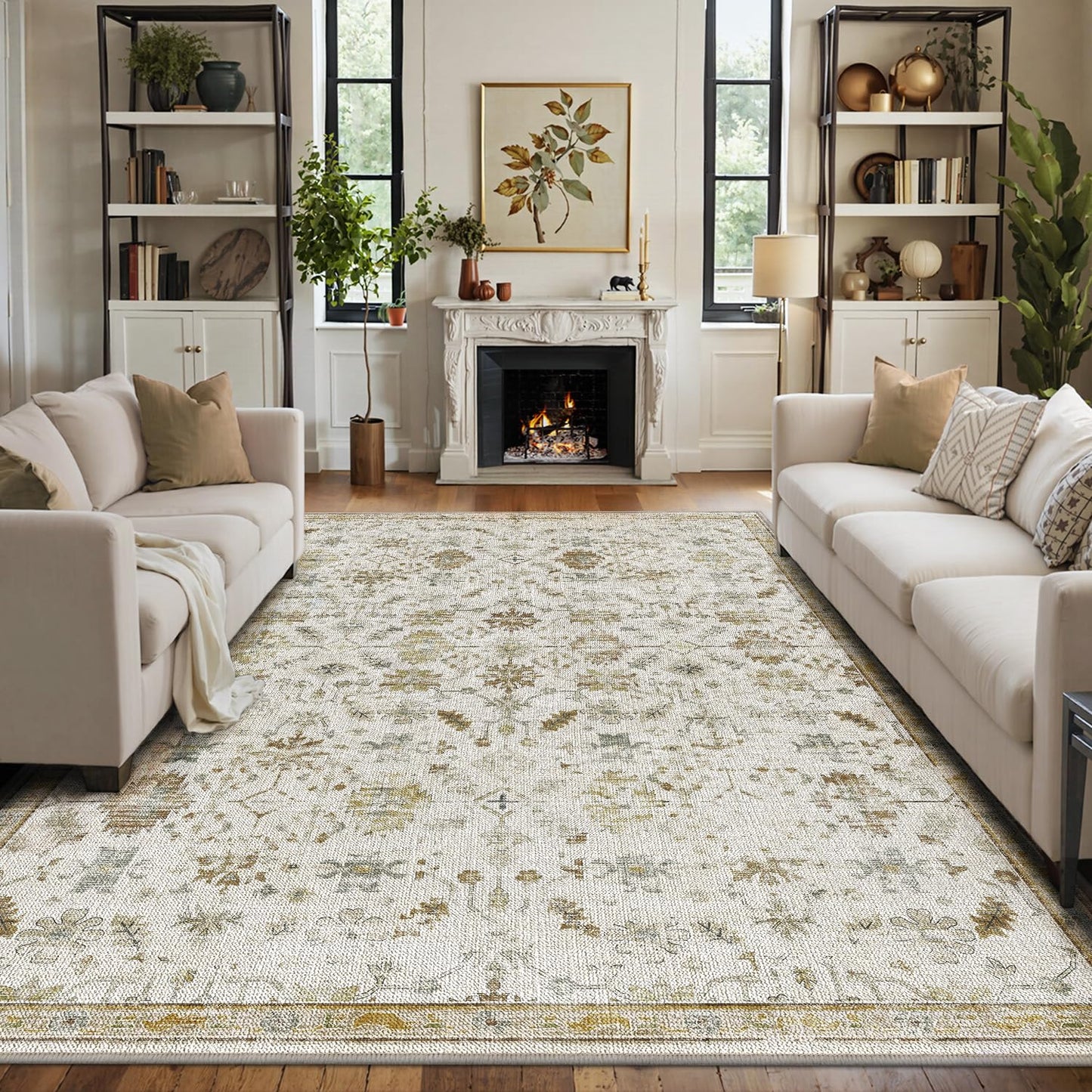 LUMI Washable Area Rug for Living Room Bedroom, Ultra Thin & Easy Clean