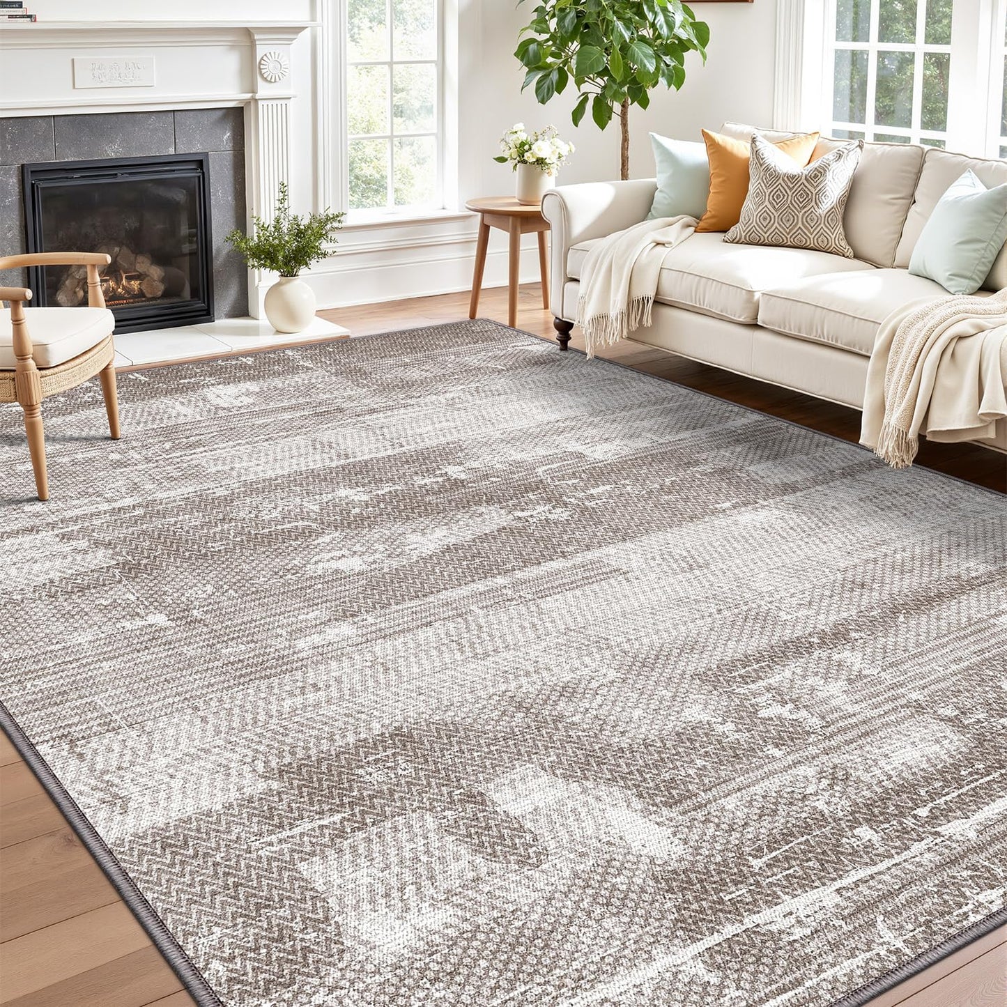 LUMI Washable Area Rug for Living Room Bedroom, Ultra Thin & Easy Clean