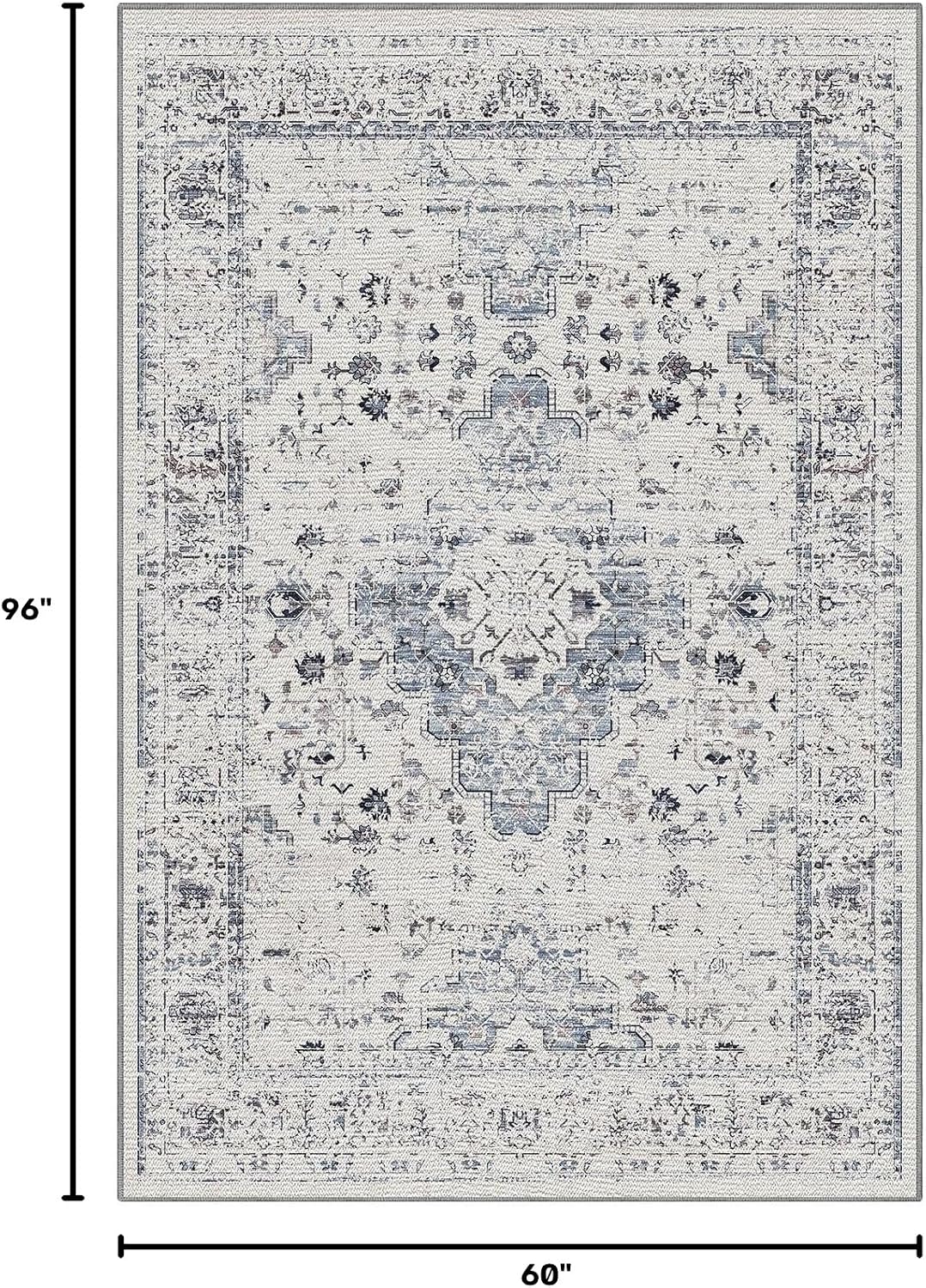 LUMI Washable Area Rug for Living Room Bedroom, Ultra Thin & Easy Clean